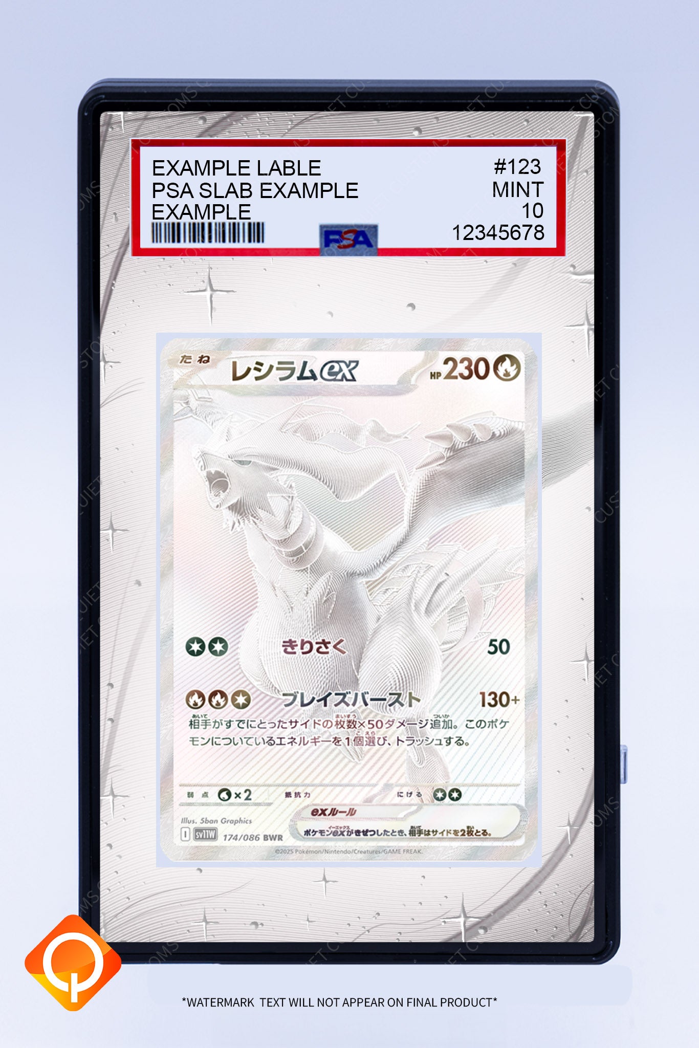 Reshiram EX 173 086 (Graded) Case