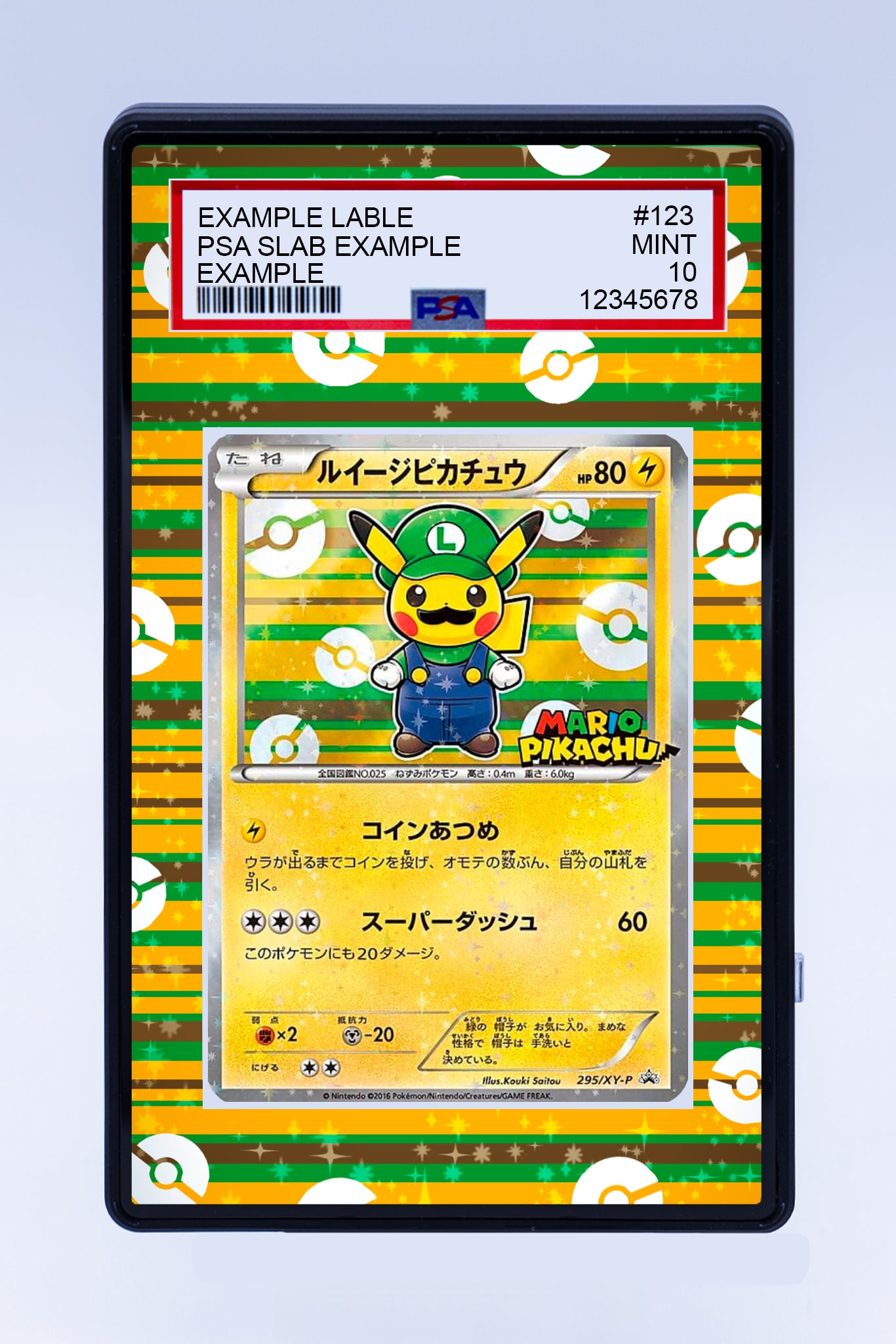 Pikachu Luigi 295 XY-P (Graded) Case