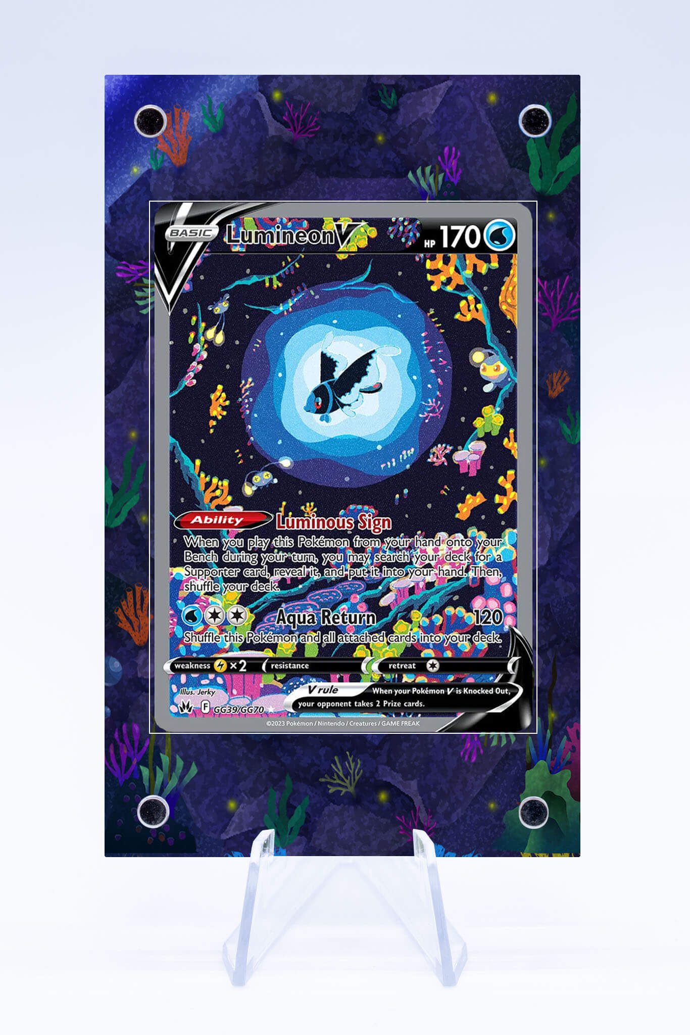 lumineon v pokemon card GG39 GG70 Case | Crown Zenith Set_Hidden Hope Ability — Luminous Sign Disney Lorcana Trading Card Back:Black