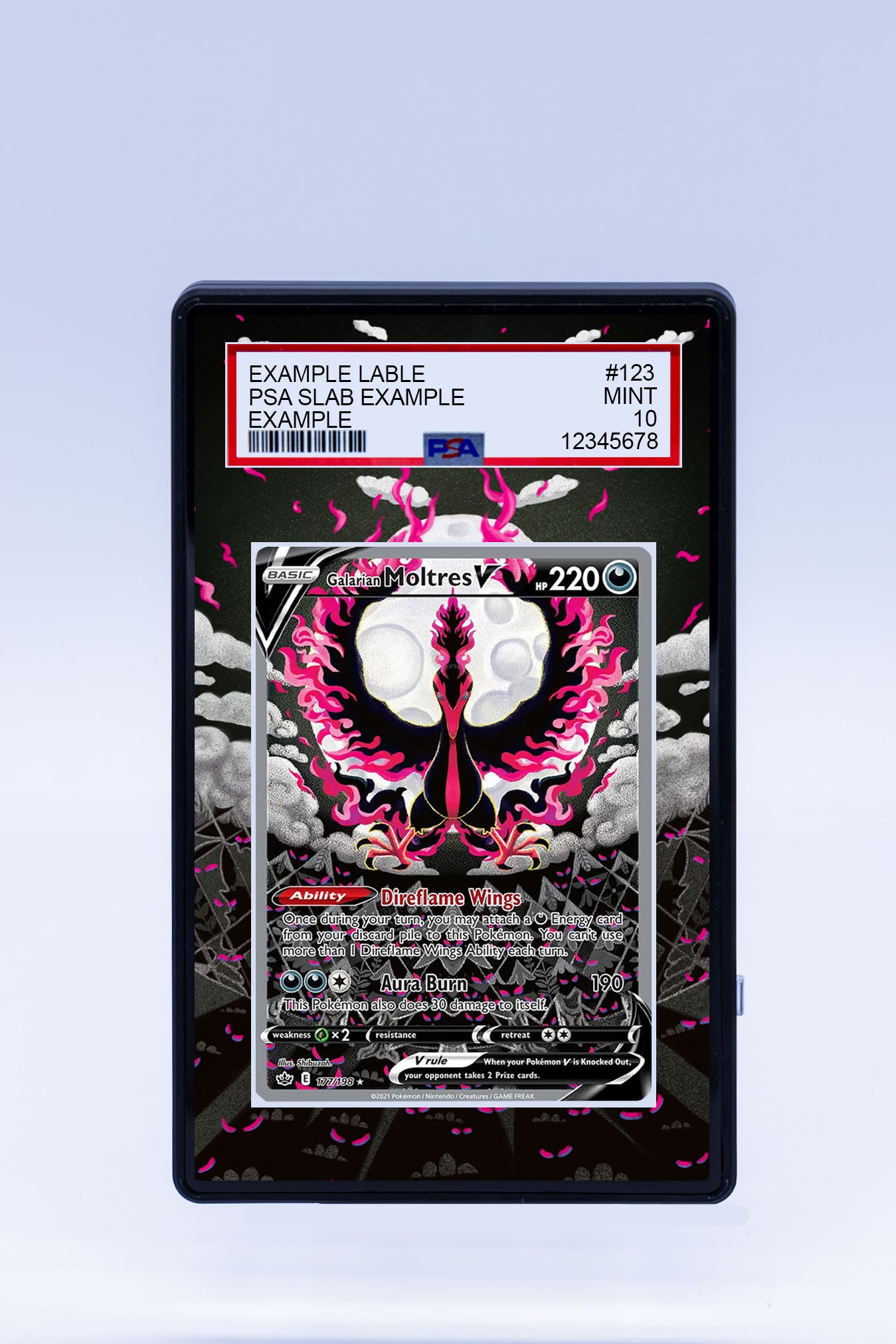 Galarian Moltres V 177/198 (Graded) Case