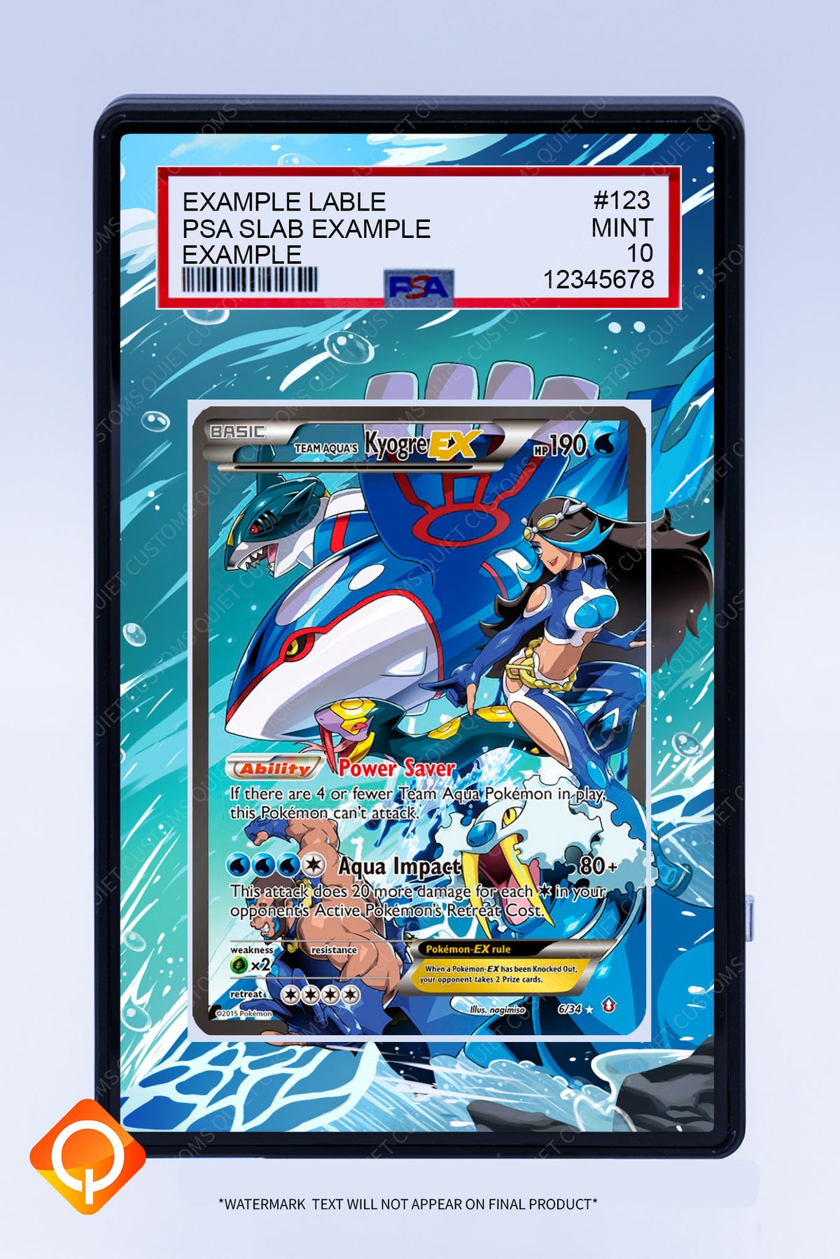 Kyogre EX 6 34 Team Aqua (Graded) Case