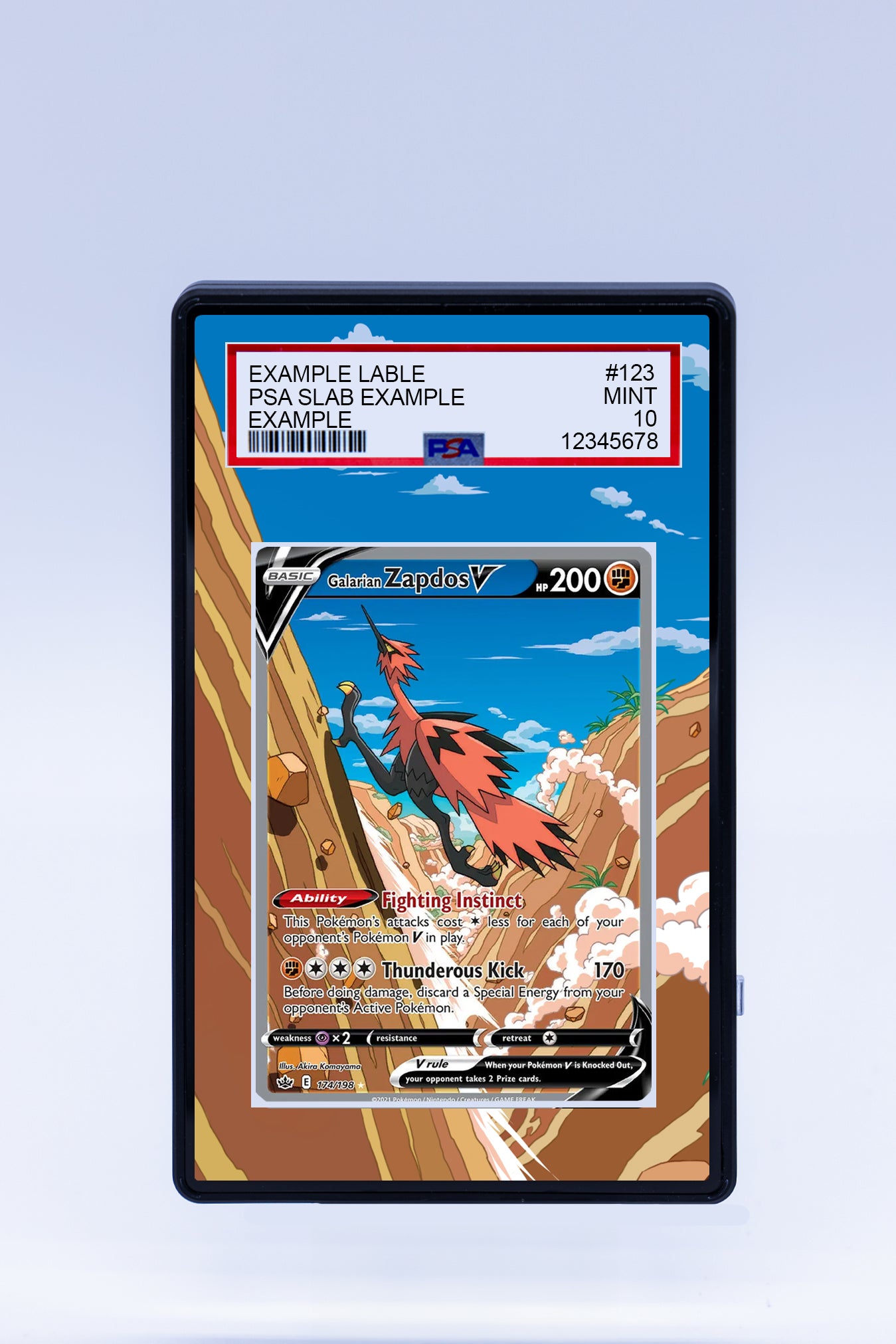 Galarian Zapdos V 174/198 (Graded) Case