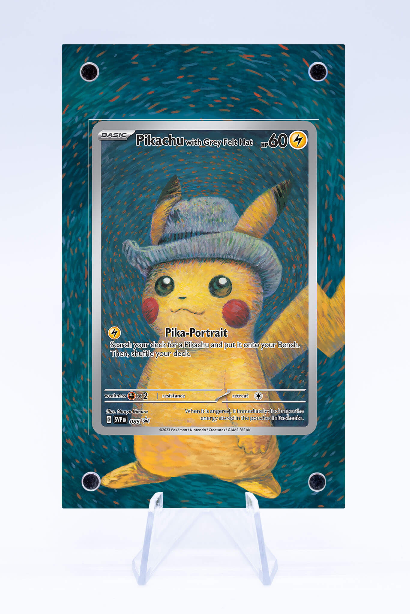 van gogh pokemon pikachu card Pokemon x Van Gogh Museum Pikachu w/ Grey Felt Hat #SVP-085 Black Star –  Rotterdam Comics