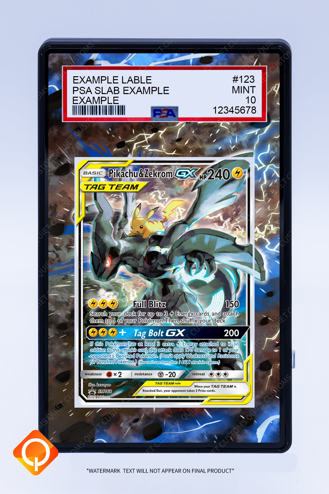 Pikachu and Zekrom GX SM168 (Graded) Case