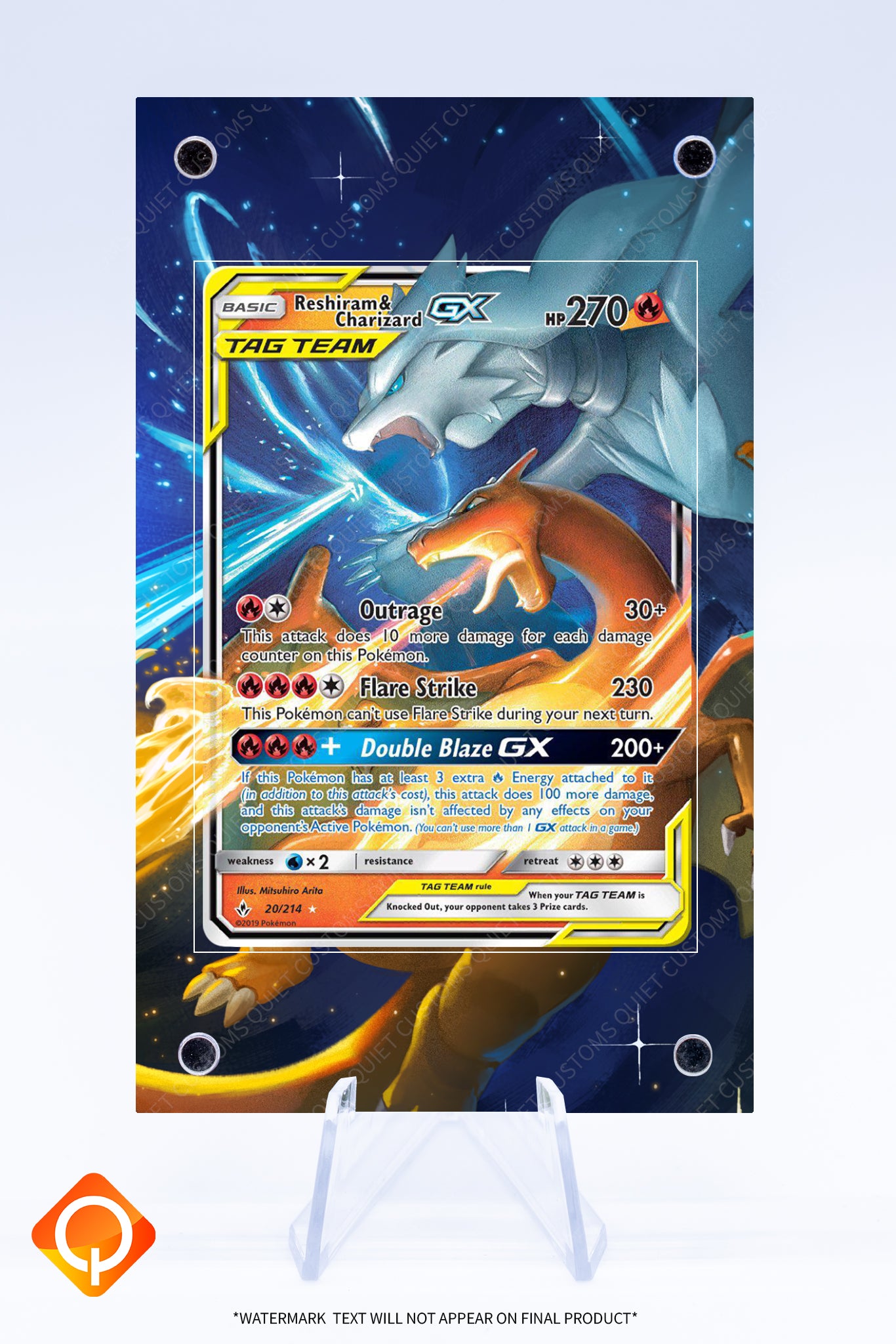 tag team pokemon cards charizard and reshiram Reshiram and Charizard GX 20 214 Case