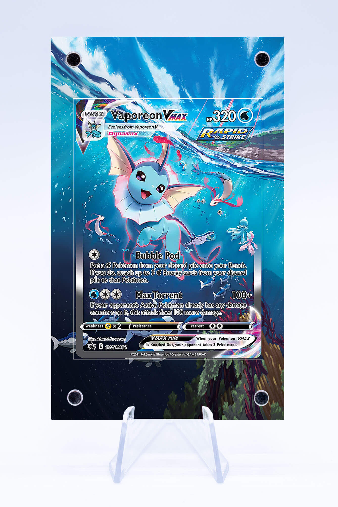 vaporeon vmax pokemon card Pokmon Premium Collection Box Kanto Shark Promo Card Type Vaporeon VMAX Promo Case |