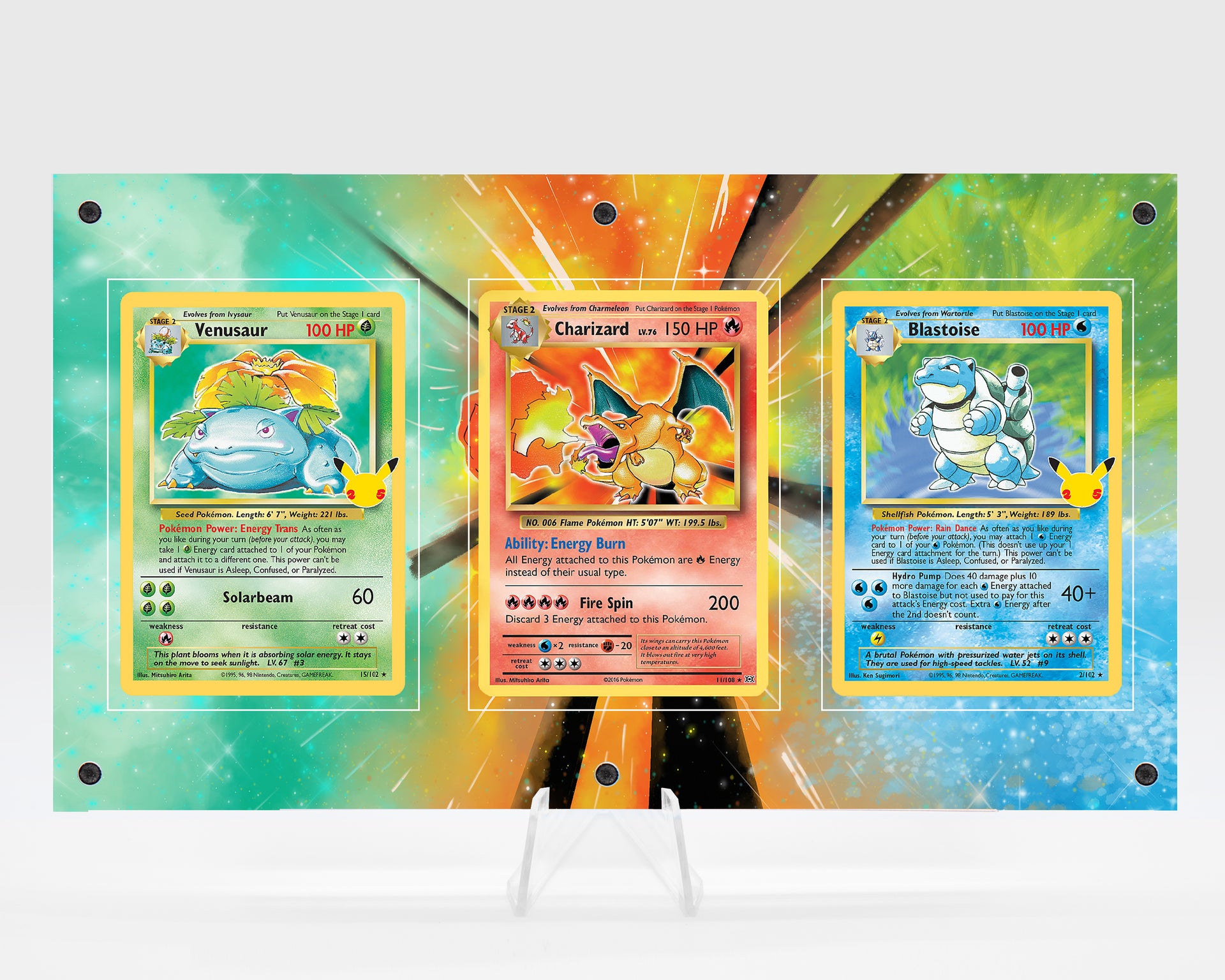 pokemon charizard blastoise venusaur cards Trio Charizard, Blastoise & Venusaur Pokmon Custom Card with the 3 ar
