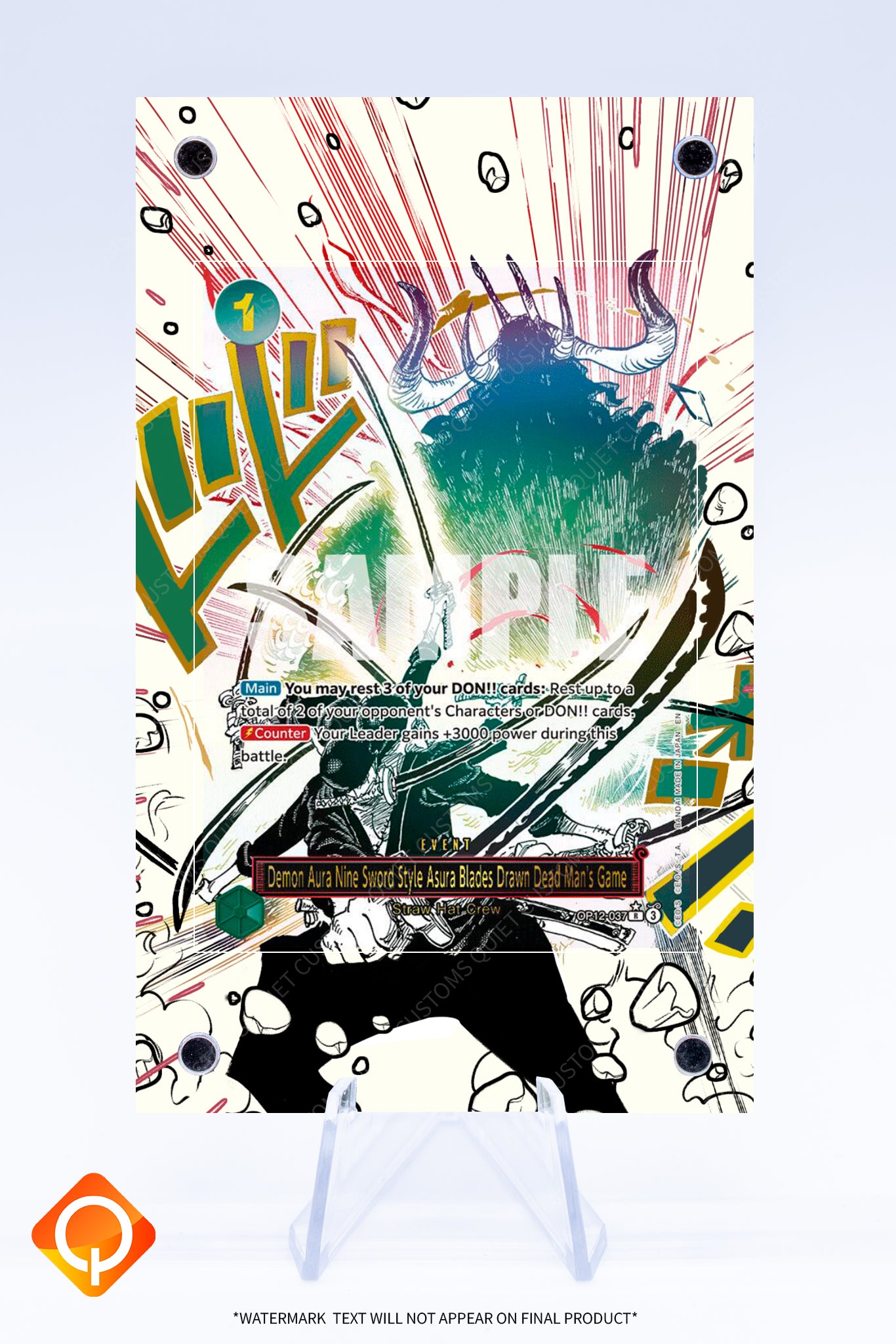 Demon Auro Nine Sword Style Asura Blades Drawn Dead Mans Game OP12-037 | ONE PIECE | Art Guard (Ungraded) (Copy)