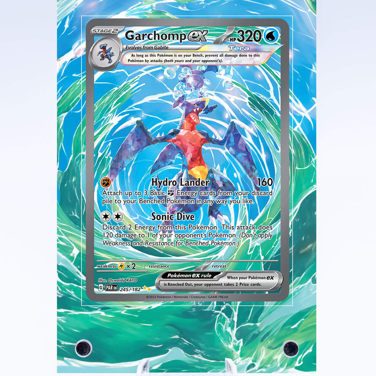 Garchomp ex 2023 Scarlet & Violet: Paradox Rift #219/182  2023 Pokémon Garchomp EX #260 Paradox Rift Full Art ArenaClub Graded GEM MINT 10 main image 2