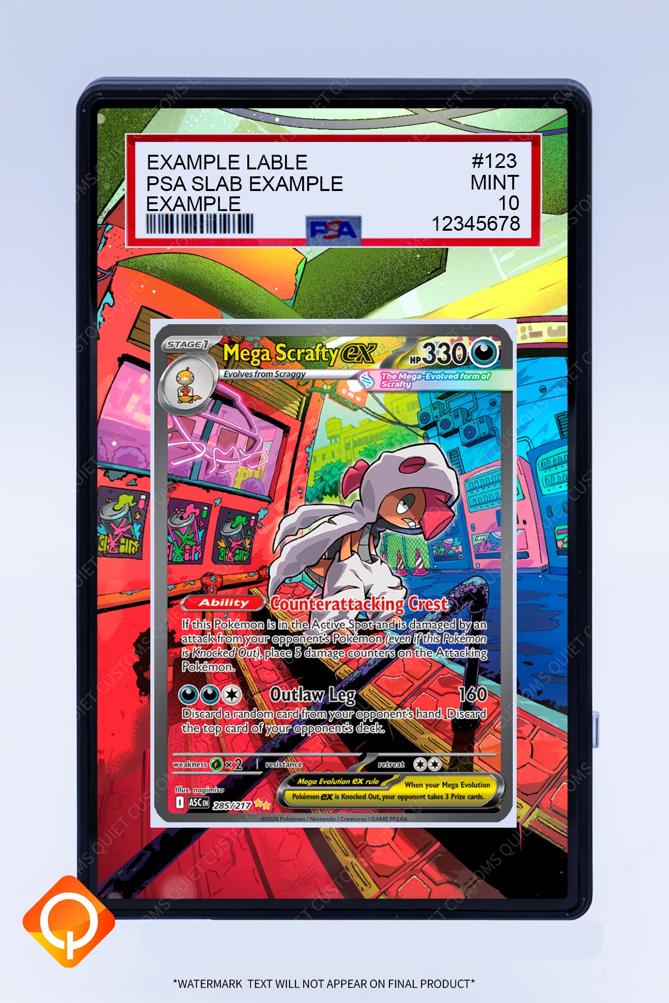 Scrafty (Mega) EX 285 217 (Graded) Case
