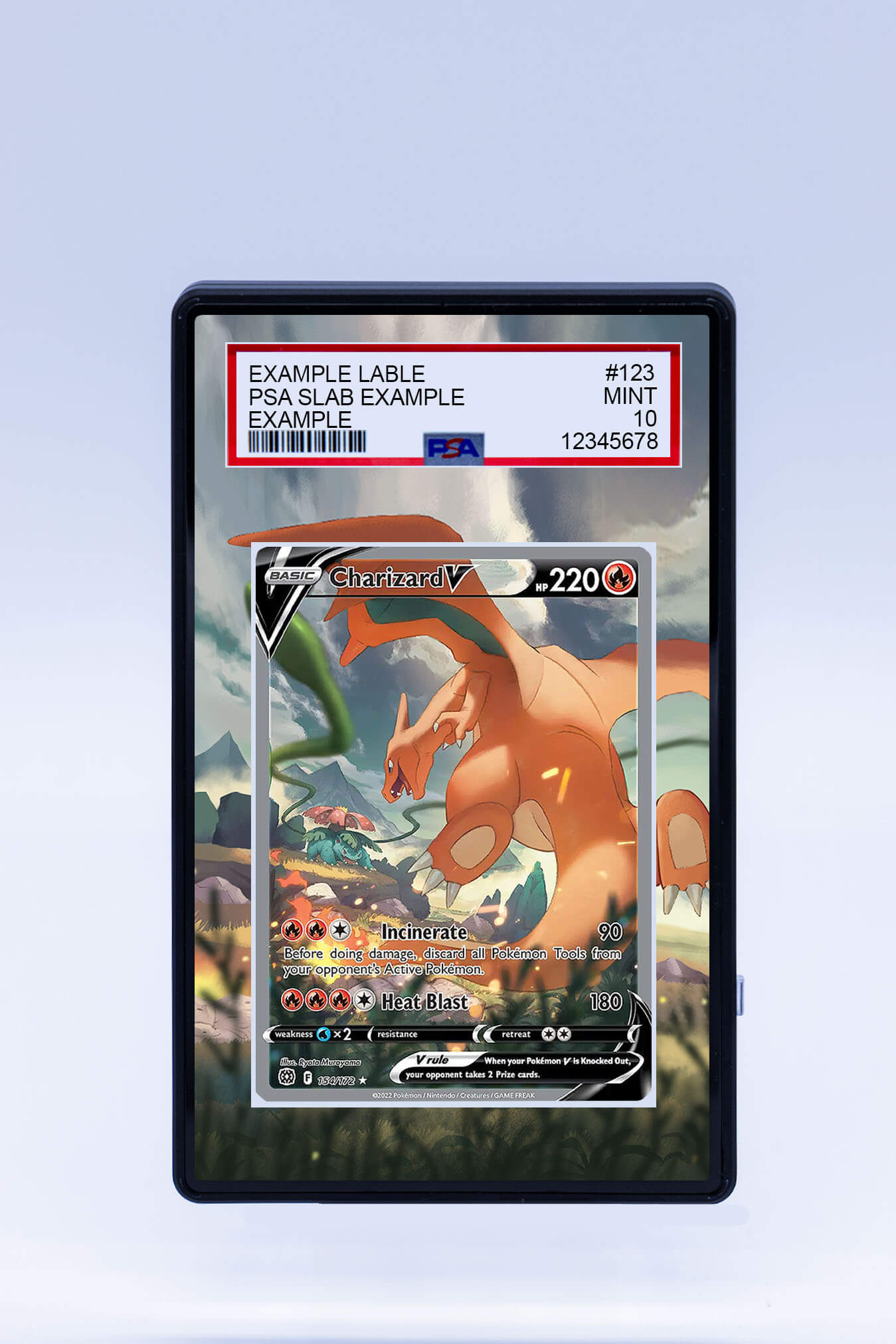 Pokemon Card Display Frame Display Frame For PSA/CGC Graded Cards - Extended Artwork On Acrylic - Showcase For Pokemon Charizard V Brilliant Stars Graded Card Frame With Extended Artwork Pokemon Card Display Frame Display Frame For PSA/CGC Graded Cards - Extended Artwork On Acrylic - Showcase For Pokemon Charizard V Brilliant Stars Graded Card Frame With Extended Artwork